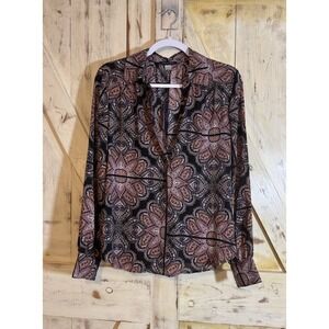 Tommy Hilfiger Women's Collared‎ V-Neck Long Sleeves Top (Misty Rose Multi, S)